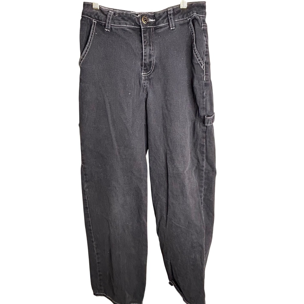 Gogo Jeans Womens Size 5/27 Faded Black Carpenter Utility Wide‎ Leg Pants